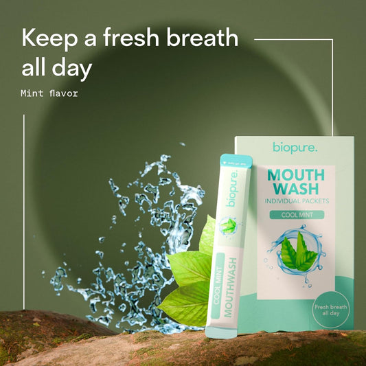 12 ML (.41 FL Oz) Travel Mouthwash Packets Cool Mint - Mini Mouthwash Travel Size