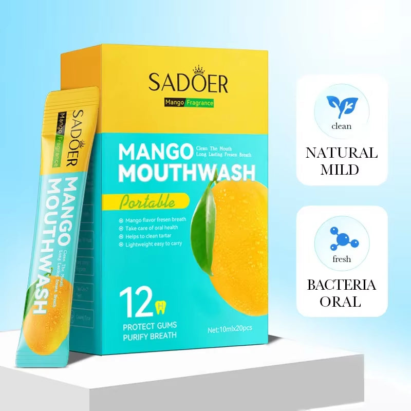 1Box 20Pcs Mango Flavor Mouthwash Teeth Whitening Fresh Oral Portable Cleans Teeth Oral Fresh Mouthwash