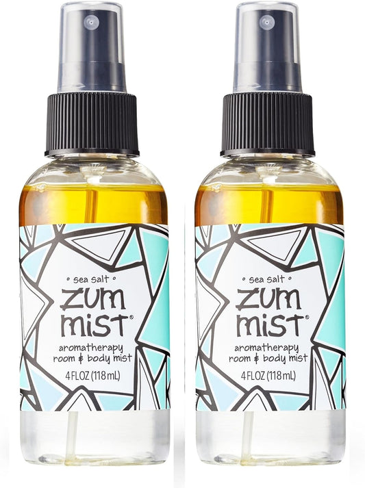 Zum Mist Room & Body Spray - Aromatherapy Essential Oil Spray - Natural Body Mist & Room Spray - Sea Salt Scent - 4 Fl Oz (2 Pack)