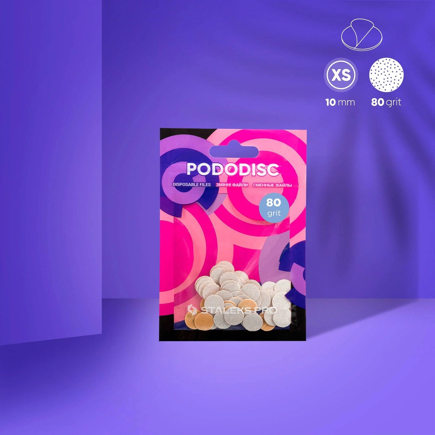 Staleks Disposable THIN White Files for Pedicure Disc PODODISC XS 80 Grit (50 Pcs)