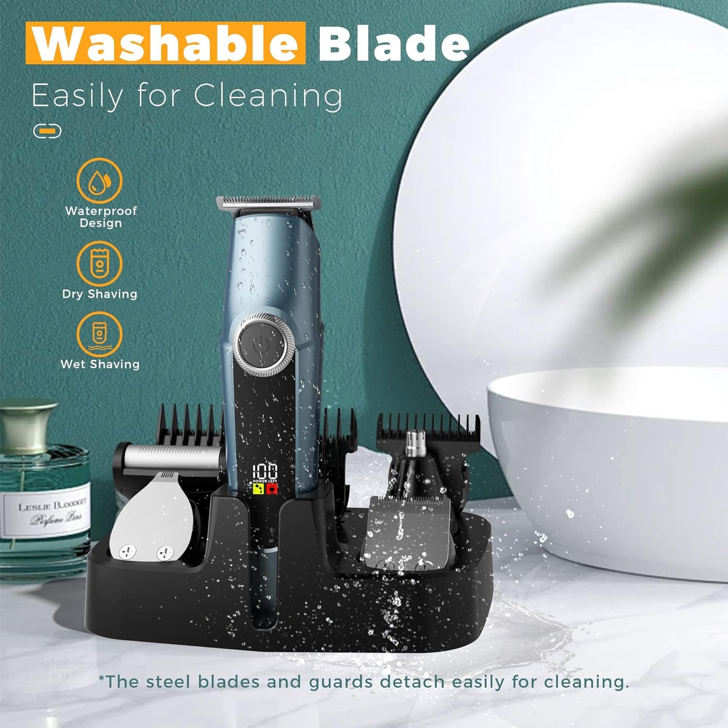 Beard Trimmer for Men Professional, Mustache Trimmer for Men, Mens Beard Grooming Kit, Nose Hair Trimmer, 6 in 1 Waterproof Rechargeable Electric Razor with Cordless Hair Clipper,Valentine'S Day Gifts