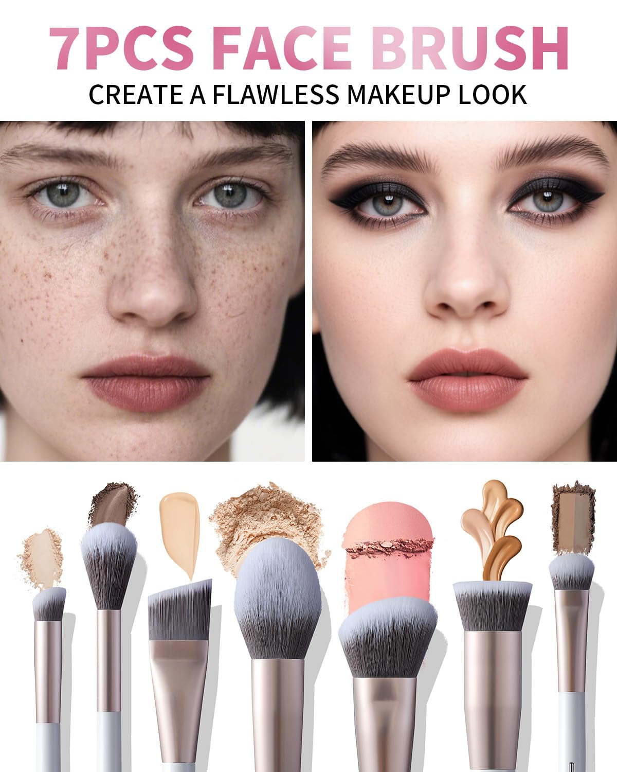 Makeup Brushes Set, 15Pcs Professional Make up Brush with Silver Ion Bristles for Foundation Powder Blush Highlighter Concealer Eyeshadow Eyeliner, Travel Gift Set (Champaign Gold)