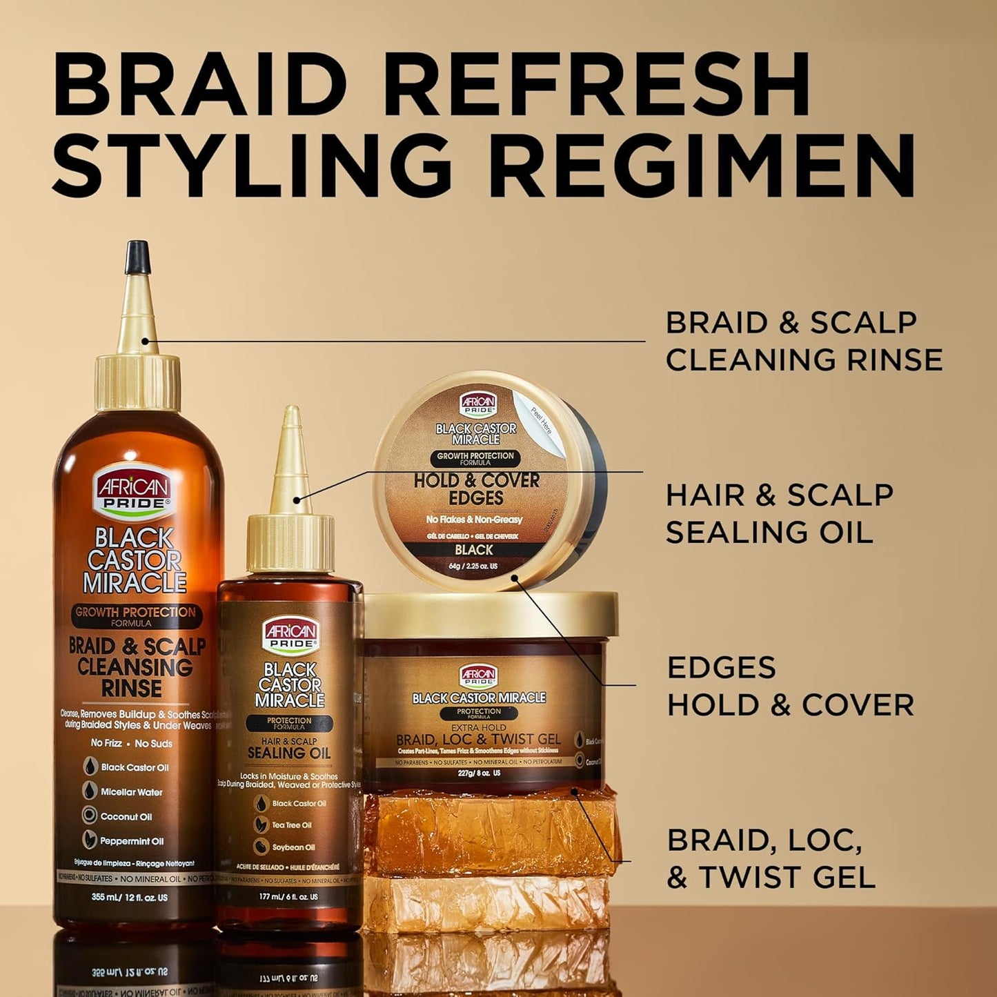 Black Castor Miracle Hair & Scalp Sealing Oil – Hair Oil with Black Castor, Tea Tree & Soybean Oil for Moisture Lock, Scalp Relief & Growth Support | 6Oz (Pack of 3)