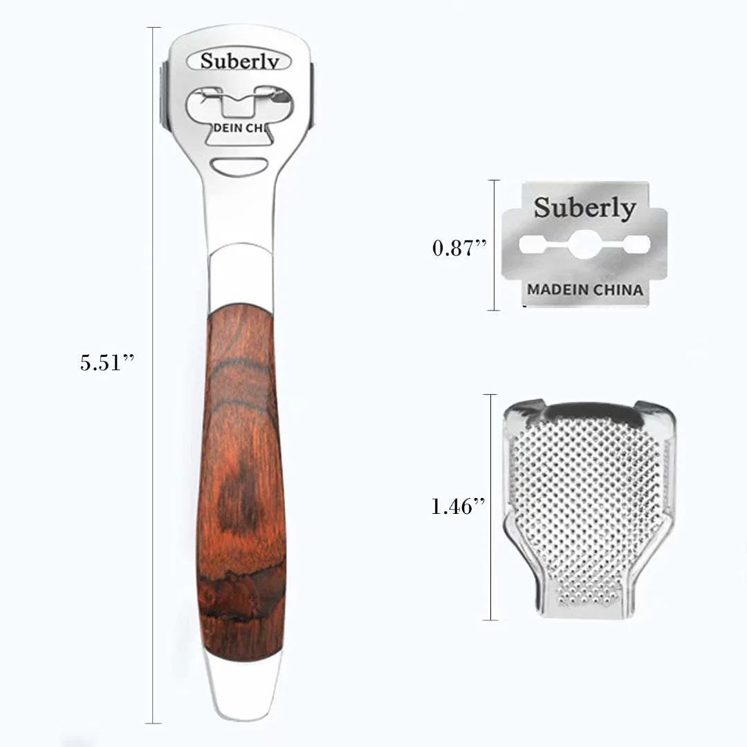 Callus Remover for Feet, 10 Replacement Slices Blades,Stainless Steel Callus Shaver for Hand Feet,Wood Handle Stainless Steel Dead Hard Skin Remover Tools
