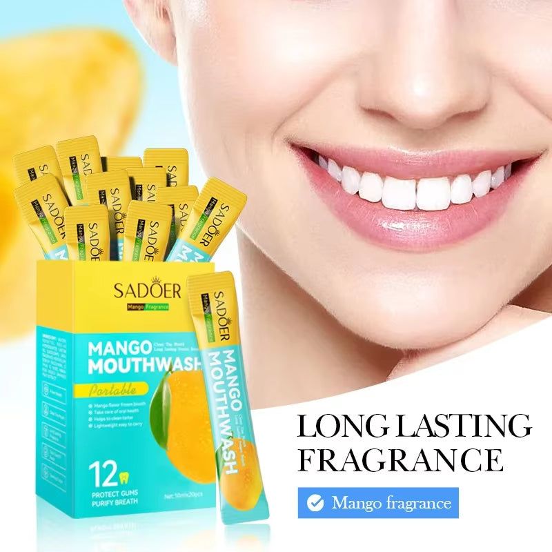 1Box 20Pcs Mango Flavor Mouthwash Teeth Whitening Fresh Oral Portable Cleans Teeth Oral Fresh Mouthwash